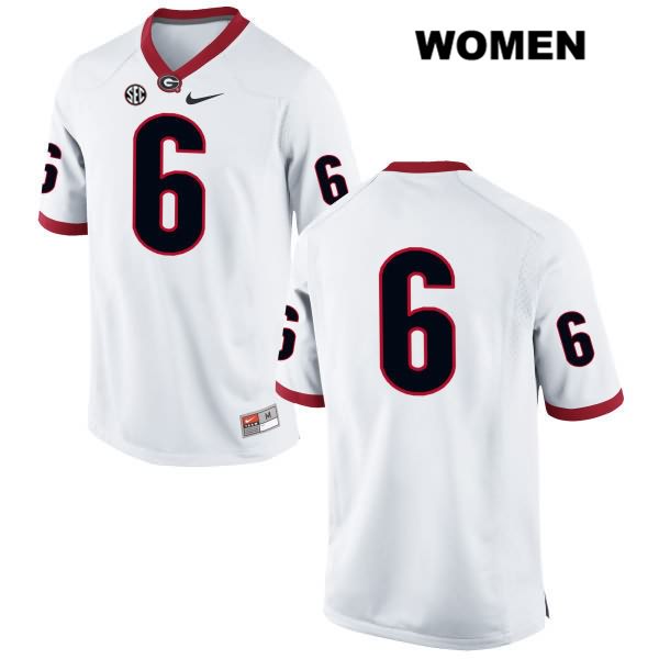 Georgia Bulldogs Women's Javon Wims #6 NCAA No Name Authentic White Nike Stitched College Football Jersey UIV3156GB